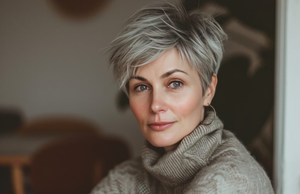 mulher com corte de cabelo pixie corte curto cabelo estiloso